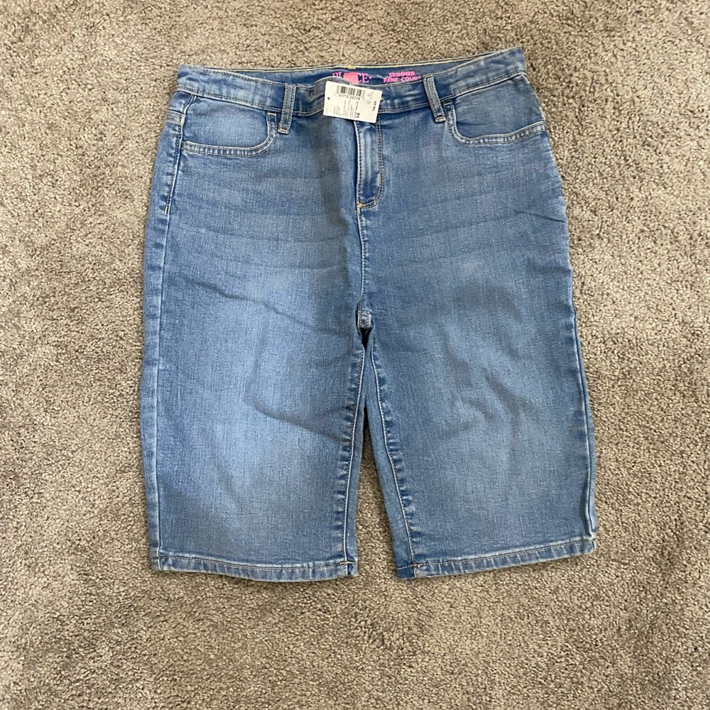 Girls Children’s Place Denim Skimmer Shorts size 16 NWT light blue